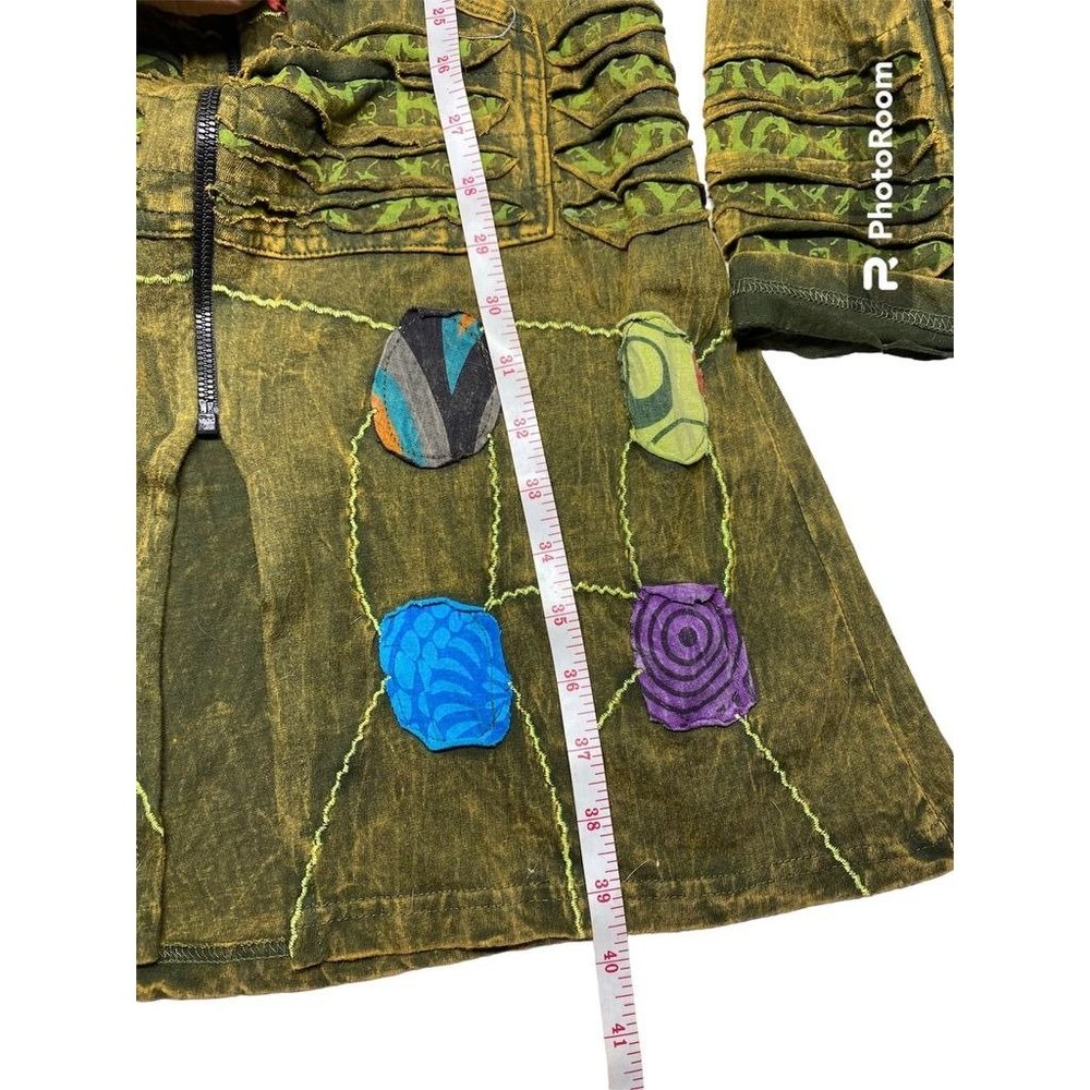 Olive Multi-Colored Patch Detail Light Jacket Wit… - image 6